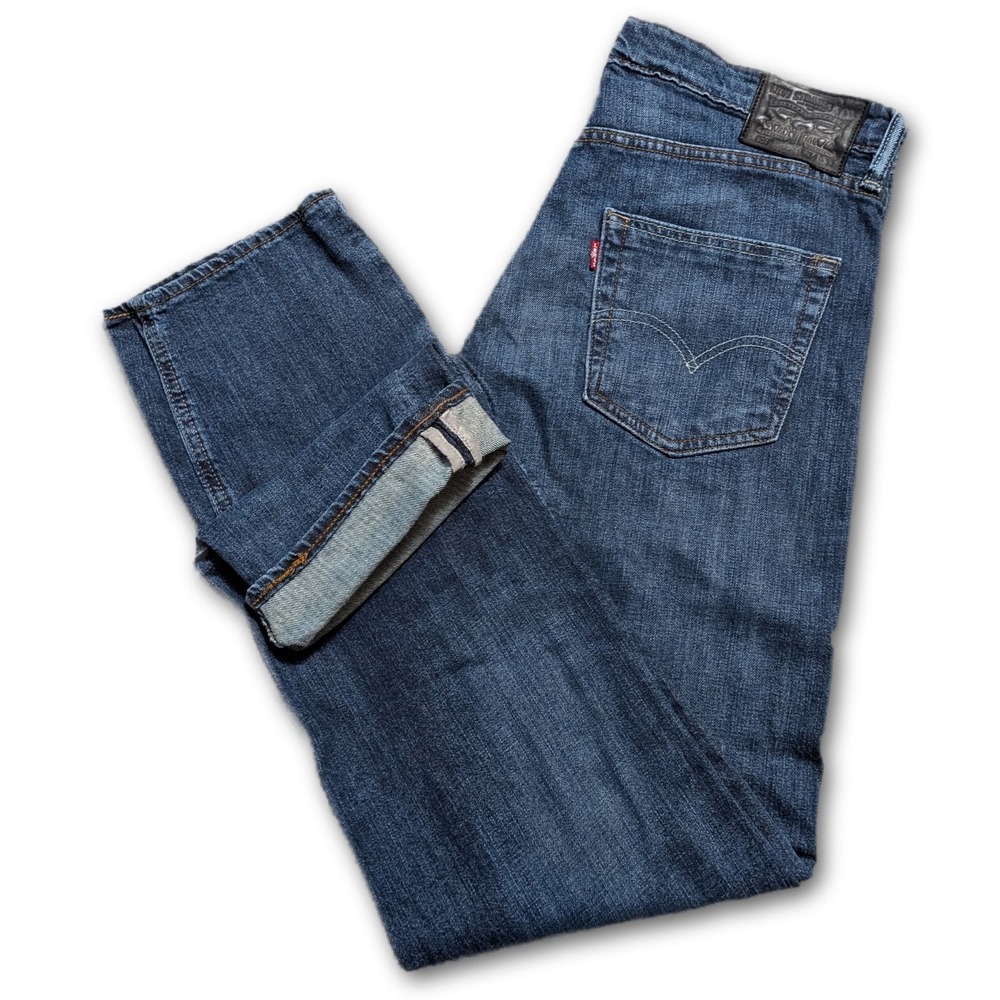 Levi's Mens Jeans 34x32 504 Commuter Cycling Straight Fit Reflective Blue